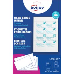 Avery Zweckform L4727-20 Einsteckschild 54x90mm 200St 