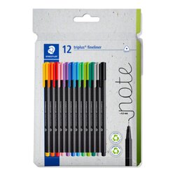 STAEDTLER® 334 C12 Fineliner triplus rPP sort 12St