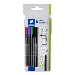STAEDTLER® 334 C6 Fineliner triplus rPP sort 6St 