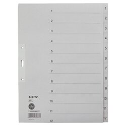 Leitz 12330085 Register DIN A4 1-12 volle Höhe Papier grau