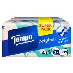 Tempo® 830487 Taschentücher Duo-Box 4lg 2x100St