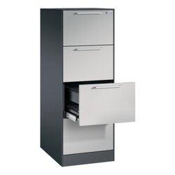 C+P Hängeregistraturschrank Asisto 440 x 1.298 x 600 mm (B x H x T) weißaluminium schwarzgrau
