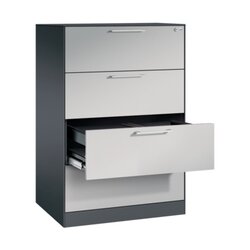 C+P Hängeregistraturschrank Asisto 800 x 1.298 x 600 mm (B x H x T) weißaluminium schwarzgrau