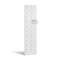 C+P Schließfachschrank Intro mit Sockel 20 Fächer verkehrsweiß
