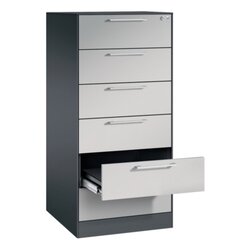 C+P Karteischrank Asisto 562 x 1.298 x 600 mm (B x H x T) DIN A5 quer schwarzgrau
