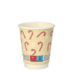 PAPSTAR 89695 Trinkbecher 0,2l Candy Canes natur 25St
