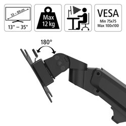 Hama 00118496 Monitorarm FULLMOTION 1fach 35Zoll sw