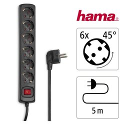 Hama 00137266 Steckdosenleiste 6fach Schalter 5m sw