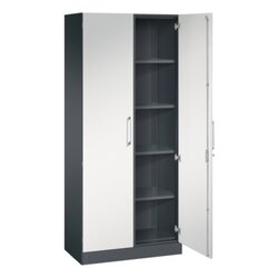 C+P Flügeltürenschrank Asisto 800 x 1.980 x 435 mm (B x H x T) schwarzgrau