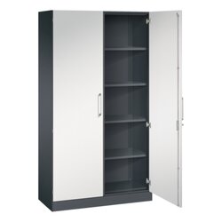 C+P Flügeltürenschrank Asisto 1.000 x 1.980 x 435 mm (B x H x T) schwarzgrau