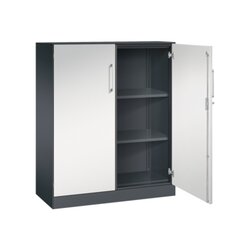 C+P Flügeltürenschrank Asisto 1.000 x 1.310 x 435 mm (B x H x T) schwarzgrau