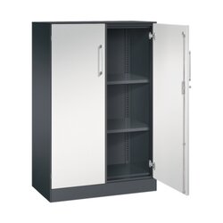 C+P Flügeltürenschrank Asisto 800 x 1.310 x 435 mm (B x H x T) schwarzgrau