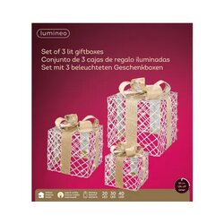 LUMINEO Lichtfigur Geschenkschachtel silber