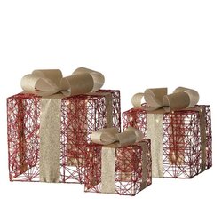 LUMINEO Lichtfigur Geschenkschachtel rot