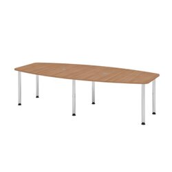 Hammerbacher Konferenztisch KT28C Stahl, verchromt nussbaum