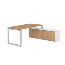 Hammerbacher Schreibtischkombination RSE16 Farbe der Tischplatte asteiche Farbe des Korpus weiß Farbe des Gestells silber
