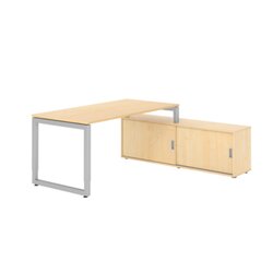 Hammerbacher Schreibtischkombination RSE16 Farbe der Tischplatte ahorn Farbe des Korpus ahorn Farbe des Gestells silber