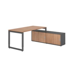 Hammerbacher Schreibtischkombination RSE16 Farbe der Tischplatte nussbaum Farbe des Korpus graphit Farbe des Gestells graphit