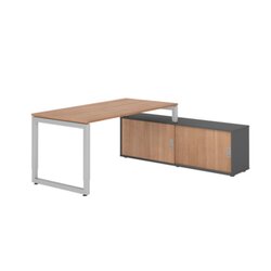 Hammerbacher Schreibtischkombination RSE16 Farbe der Tischplatte nussbaum Farbe des Korpus graphit Farbe des Gestells silber
