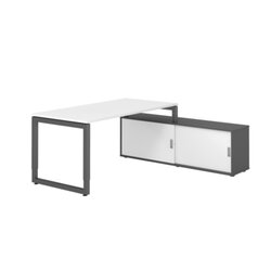 Hammerbacher Schreibtischkombination RSE16 Farbe der Tischplatte weiß Farbe des Korpus graphit Farbe des Gestells graphit