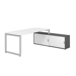Hammerbacher Schreibtischkombination RSE19 Farbe der Tischplatte weiß Farbe des Korpus graphit Farbe des Gestells silber