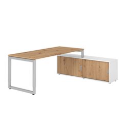 Hammerbacher Schreibtischkombination RSE19 Farbe der Tischplatte asteiche Farbe des Korpus weiß Farbe des Gestells silber