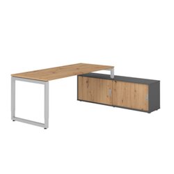 Hammerbacher Schreibtischkombination RSE19 Farbe der Tischplatte asteiche Farbe des Korpus graphit Farbe des Gestells silber