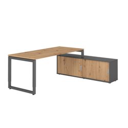 Hammerbacher Schreibtischkombination RSE19 Farbe der Tischplatte asteiche Farbe des Korpus graphit Farbe des Gestells graphit