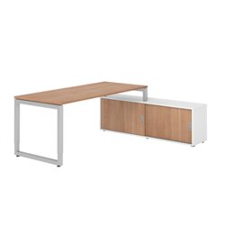 Hammerbacher Schreibtischkombination RSE19 Farbe der Tischplatte nussbaum Farbe des Korpus weiß Farbe des Gestells silber