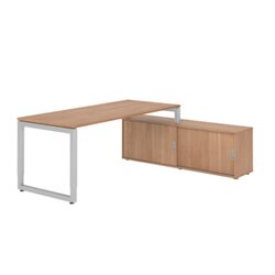 Hammerbacher Schreibtischkombination RSE19 Farbe der Tischplatte nussbaum Farbe des Korpus nussbaum Farbe des Gestells silber