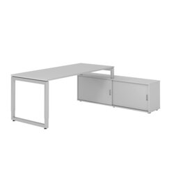 Hammerbacher Schreibtischkombination RSE19 Farbe der Tischplatte grau Farbe des Korpus grau Farbe des Gestells silber