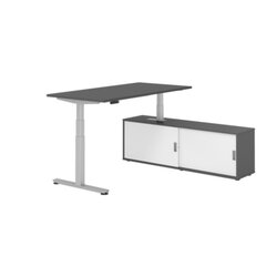 Hammerbacher Schreibtischkombination XDSM16 Farbe der Tischplatte graphit Farbe des Korpus graphit Farbe des Gestells silber