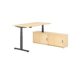 Hammerbacher Schreibtischkombination XDSM16 Farbe der Tischplatte ahorn Farbe des Korpus ahorn Farbe des Gestells graphit