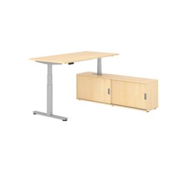 Hammerbacher Schreibtischkombination XDSM16 Farbe der Tischplatte ahorn Farbe des Korpus ahorn Farbe des Gestells silber