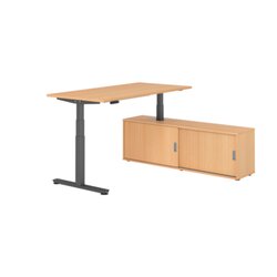 Hammerbacher Schreibtischkombination XDSM16 Farbe der Tischplatte buche Farbe des Korpus buche Farbe des Gestells graphit