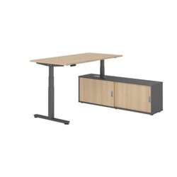 Hammerbacher Schreibtischkombination XDSM16 Farbe der Tischplatte eiche Farbe des Korpus graphit Farbe des Gestells graphit