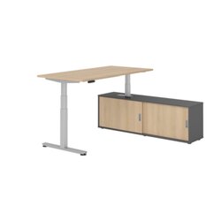 Hammerbacher Schreibtischkombination XDSM16 Farbe der Tischplatte eiche Farbe des Korpus graphit Farbe des Gestells silber
