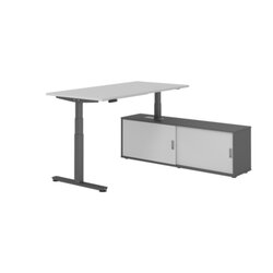 Hammerbacher Schreibtischkombination XDSM16 Farbe der Tischplatte grau Farbe des Korpus graphit Farbe des Gestells graphit