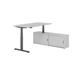 Hammerbacher Schreibtischkombination XDSM16 Farbe der Tischplatte grau Farbe des Korpus grau Farbe des Gestells graphit