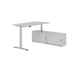 Hammerbacher Schreibtischkombination XDSM16 Farbe der Tischplatte grau Farbe des Korpus grau Farbe des Gestells silber