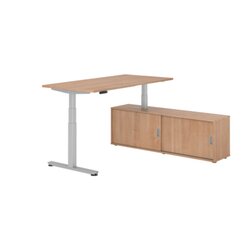 Hammerbacher Schreibtischkombination XDSM16 Farbe der Tischplatte nussbaum Farbe des Korpus nussbaum Farbe des Gestells silber