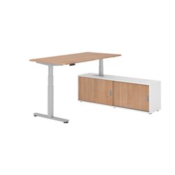 Hammerbacher Schreibtischkombination XDSM16 Farbe der Tischplatte nussbaum Farbe des Korpus weiß Farbe des Gestells silber