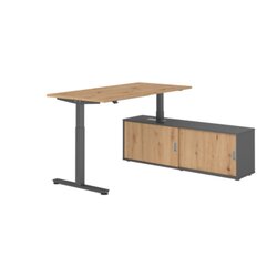 Hammerbacher Schreibtischkombination XMST16 Farbe der Tischplatte asteiche Farbe des Korpus graphit Farbe des Gestells graphit