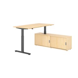 Hammerbacher Schreibtischkombination XMST16 Farbe der Tischplatte ahorn Farbe des Korpus ahorn Farbe des Gestells graphit