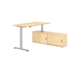 Hammerbacher Schreibtischkombination XMST16 Farbe der Tischplatte ahorn Farbe des Korpus ahorn Farbe des Gestells silber