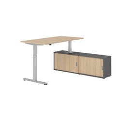 Hammerbacher Schreibtischkombination XMST16 Farbe der Tischplatte eiche Farbe des Korpus graphit Farbe des Gestells silber