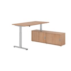 Hammerbacher Schreibtischkombination XMST16 Farbe der Tischplatte nussbaum Farbe des Korpus nussbaum Farbe des Gestells silber