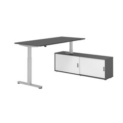 Hammerbacher Schreibtischkombination XMST19 Farbe der Tischplatte graphit Farbe des Korpus graphit Farbe des Gestells silber