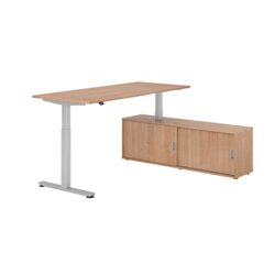 Hammerbacher Schreibtischkombination XMST19 Farbe der Tischplatte nussbaum Farbe des Korpus nussbaum Farbe des Gestells silber