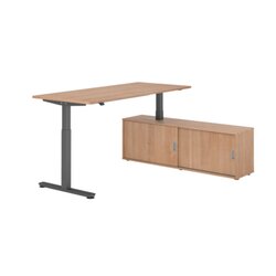 Hammerbacher Schreibtischkombination XMST19 Farbe der Tischplatte nussbaum Farbe des Korpus nussbaum Farbe des Gestells graphit